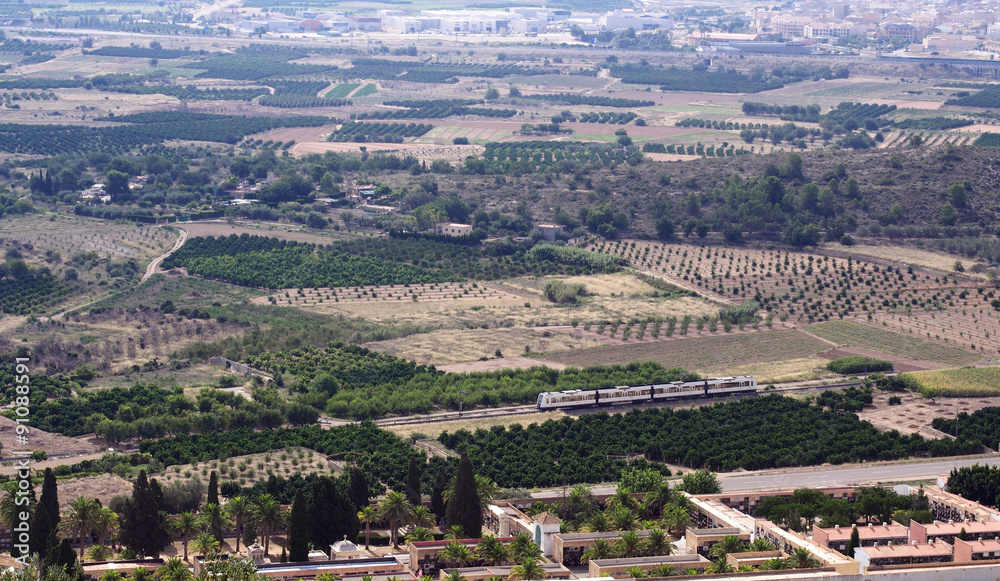 Spanish pastoral suburban landscape from high viewpoint