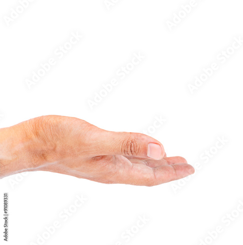Close-up man hand isolated on white background