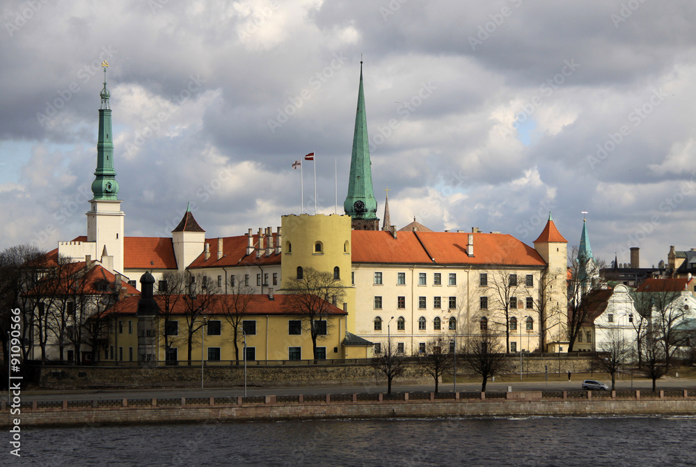 Riga castle. The castle is a residence for a president of Latvia (Old Town, Riga, Latvia)
