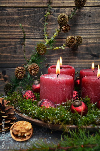 Weihnachtskarte - vier rote...