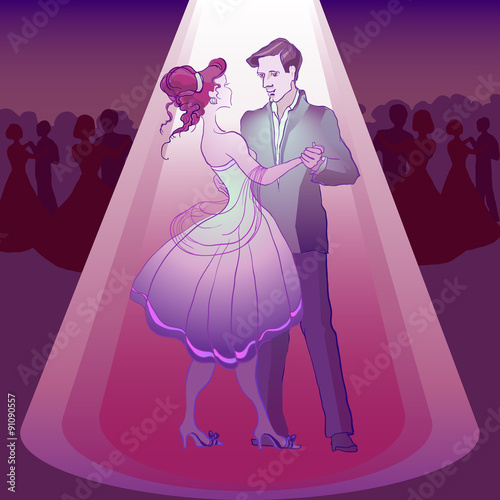 Couple dancing waltz