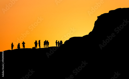 Sunset in Scala dei Turchi in Sicily (Italy) in fascinating silh