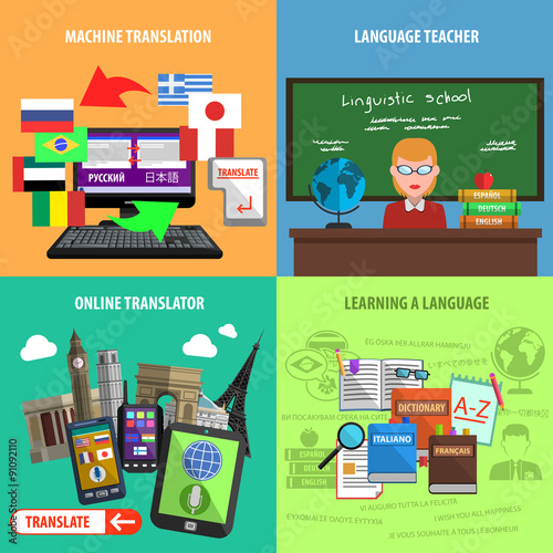 Translate Square Decorative Icons Set