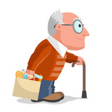 Elderly man and purchases