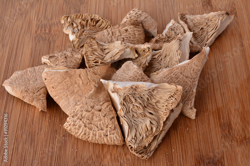 Dried pieces of Parasol mushroom