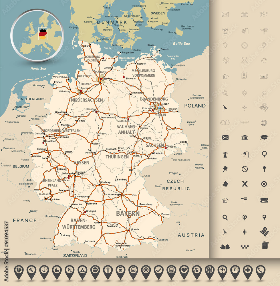 Obraz premium Germany road map