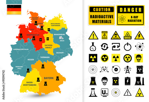 Map of Germany with nuclear power plants