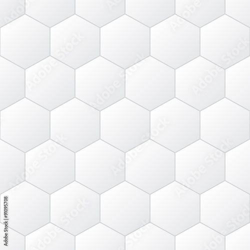 Fototapeta Naklejka Na Ścianę i Meble -  White tiles, hexagons, vector illustration, seamless pattern