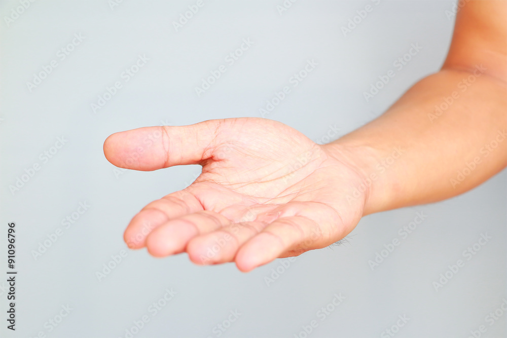 Close-up man hand isolated on white background