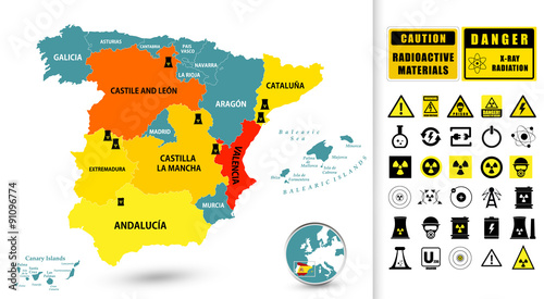 Nuclear power plant map of Spain