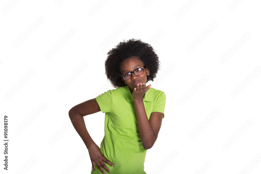Portrait of a teenage girl isolated on white