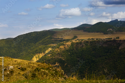 Mountains close to Taskim canyon in Armenia. Mountains near ropeway  Wings of Tatev .