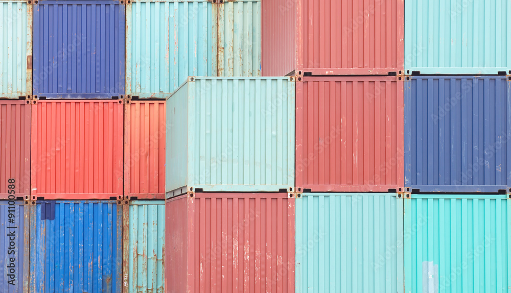 Colorful stack of container shipping at dockyard . Colorful stack of container shipping at dockyard .