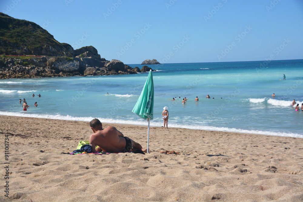 Fototapeta premium tomando el sol en la playa