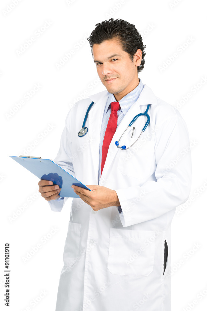 Male Latino Doctor Head Tilted Compassionate At Male Latino Doctor Head Tilted Compassionate At