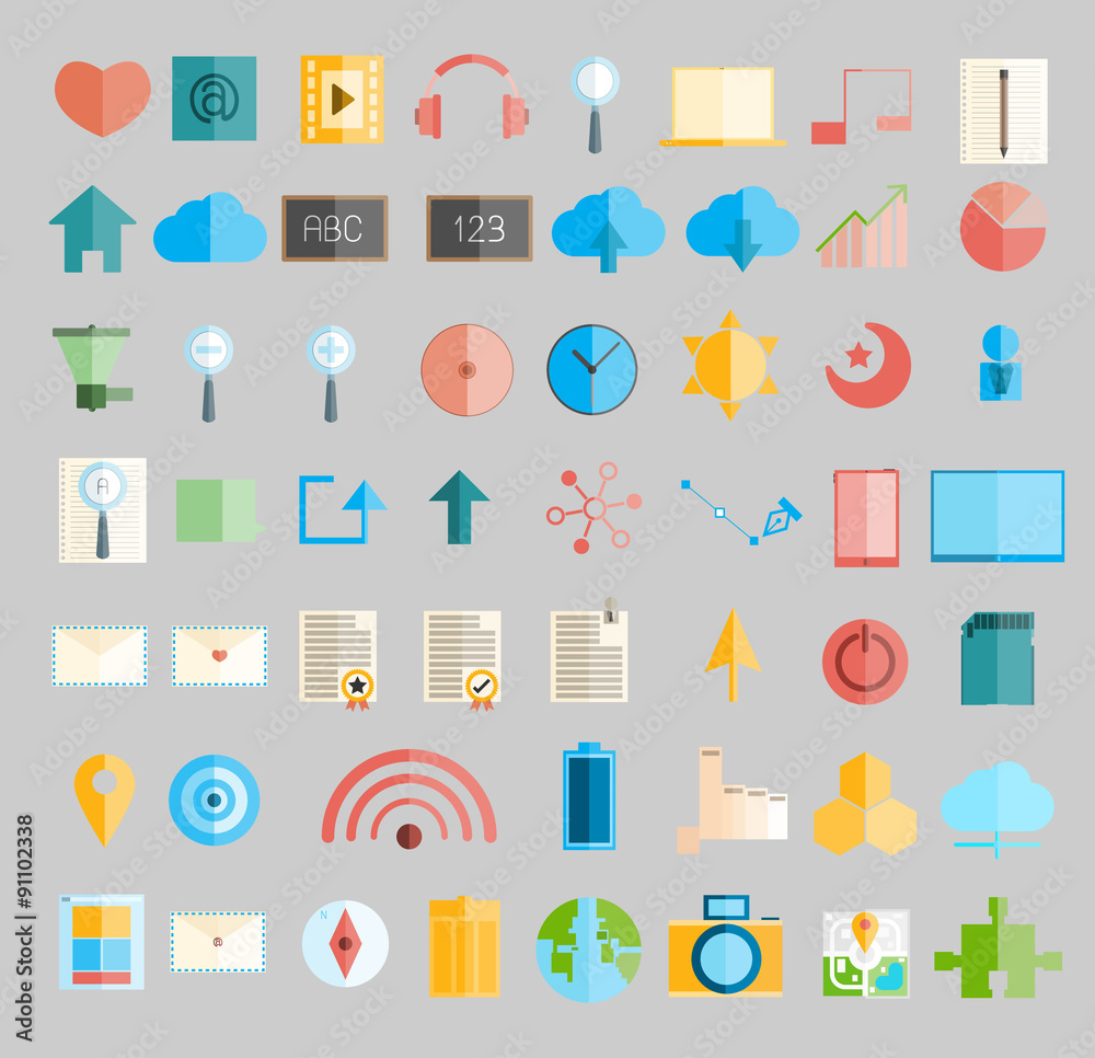 Social network with media icons, vector illustration