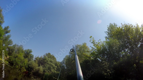 4K UHDTV :  Fisher rod catching unusualy shooting angle footage photo