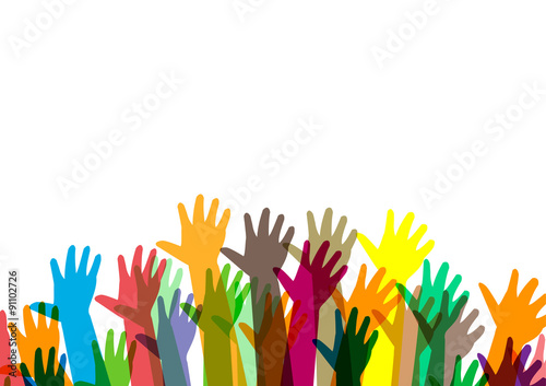 hands of different colors. cultural and ethnic diversity, vector