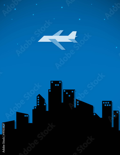 plane of the city, vector illustration