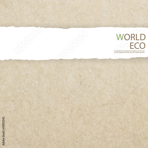 world map recycled paper craft stick on white background