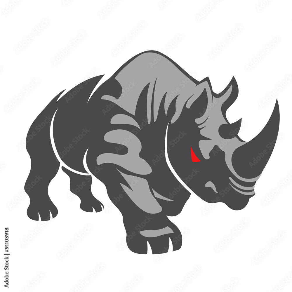 Angry rhino on the white background. Angry rhino on the white background.