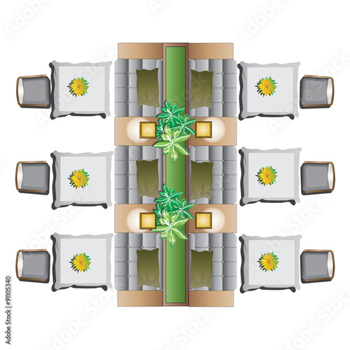 furniture top view set 12 for interior , vector illustration