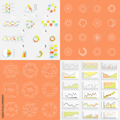 Infographics, graph and charts, templates for presentation, vect