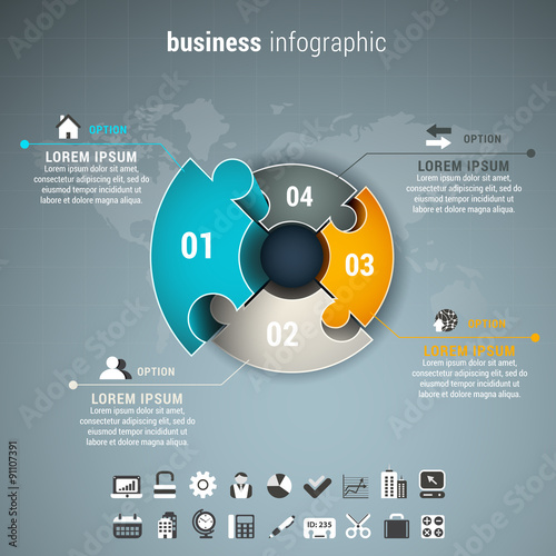 Business infographic made of puzzle.