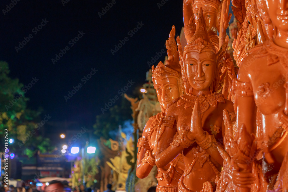 Wax statue thailand festival background