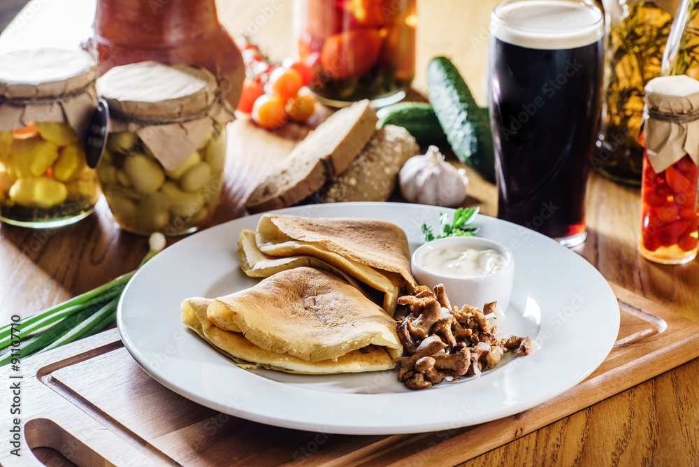 pancakes with mushrooms