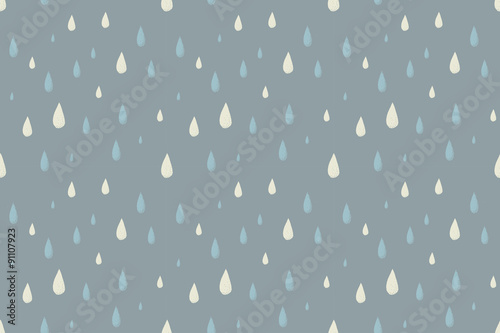 Rain vector seamless pattern, foggy cold autumn day