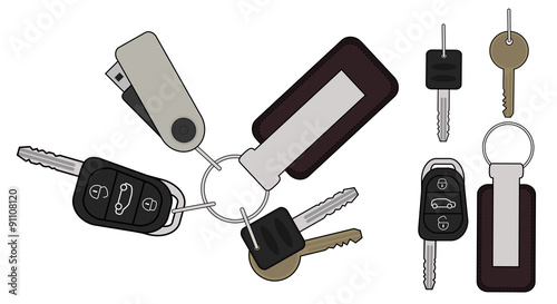 Set of realistic keys icons. Color