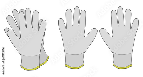 Pair of white fabric working gloves