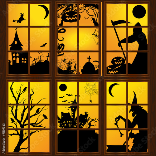Halloween windows in house