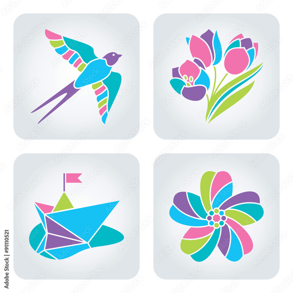 Obraz premium Spring mosaic icons