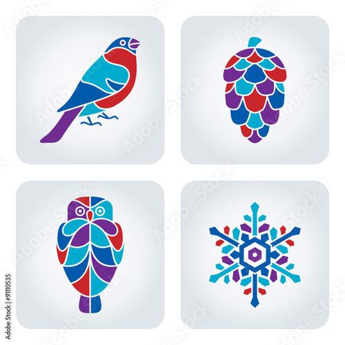 Winter mosaic icons
