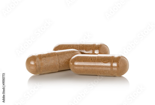 capsule pills on white background