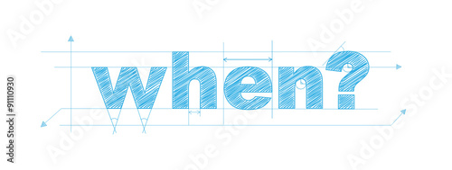 "WHEN?" Vector Overlapping Letters Icon