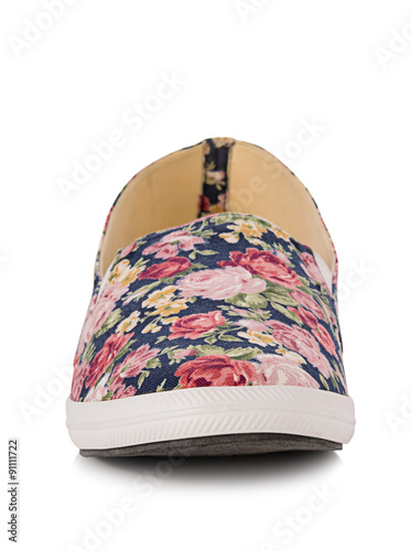 shoes with floral pattern isolated on a white background