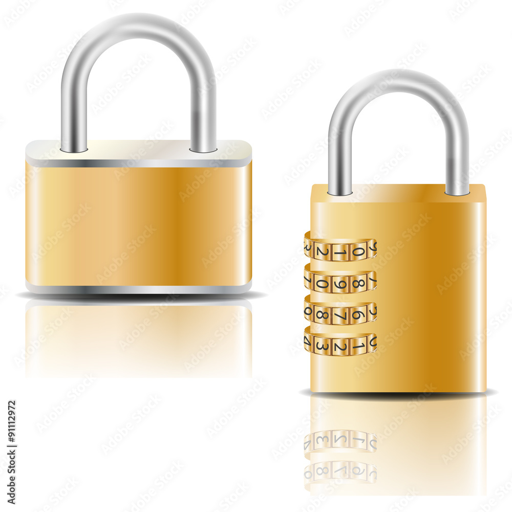 Padlock and combination padlock. Padlock and combination padlock.
