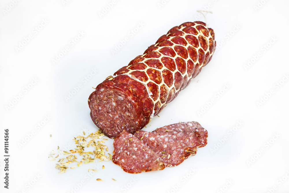 salami sausage with ground pork and herbs salami sausage with ground pork and herbs