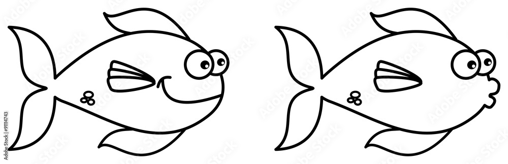 Naklejka premium fish swimming for coloring