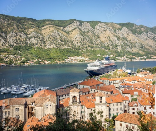 View of kotor old town from Lovcen mountain in Kotor, Montenegro. Kotor is part of the unesco world photo