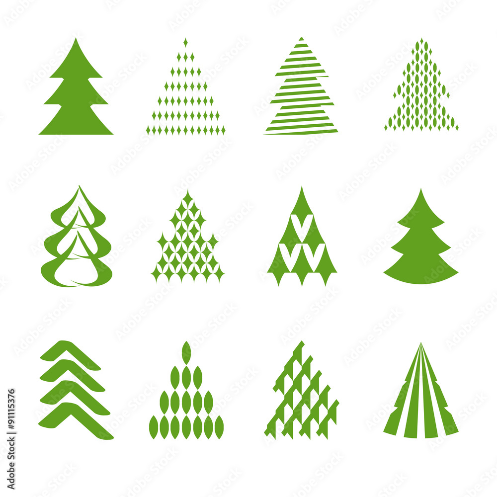 Obraz premium set of stylized fir trees