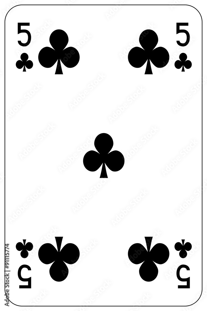 Poker playing card 5 club