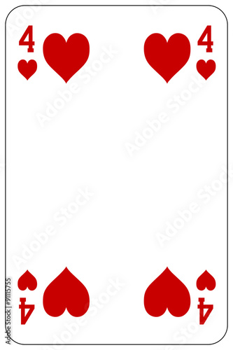 Poker playing card 4 heart