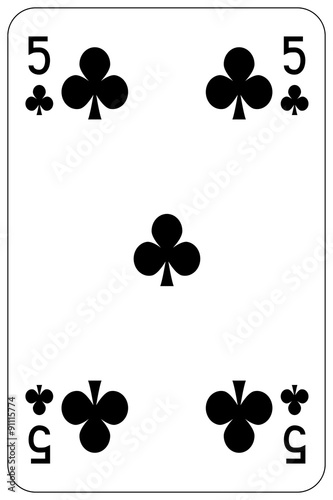 Obraz na płótnie Poker playing card 5 club w salonie
