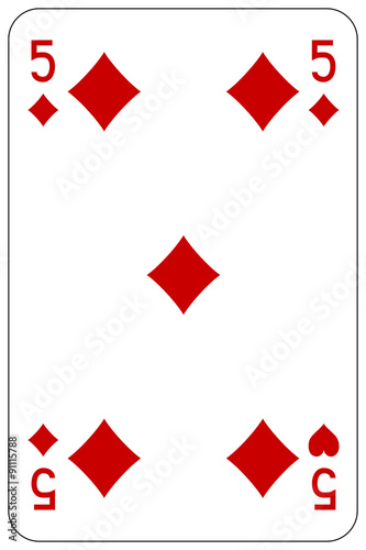 Poker playing card 5 diamond