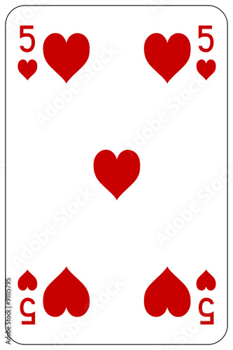 Poker playing card 5 heart