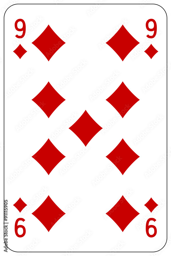 Poker playing card 9 diamond